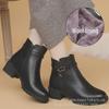 Damen Winterstiefel aus echtem Leder mit mittlerem Absatz - Weiche Sohle, Warm, Bequem für Mittelalte & Ältere
