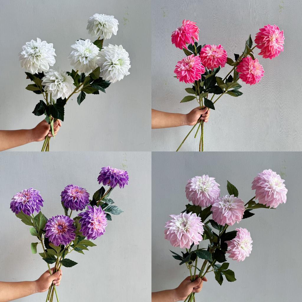 Lifelike artificial dahlia flower with 1 heads long branch silk flower for home wedding decor birthday party bedroom Decoration