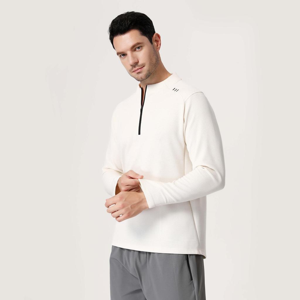 Lulu Style Men's Half-Zip Long Sleeve Quick-Dry Shirt: Breathable, Sweat-Wicking for Autumn & Winter Fitness, Cycling, Fishing, and Running.