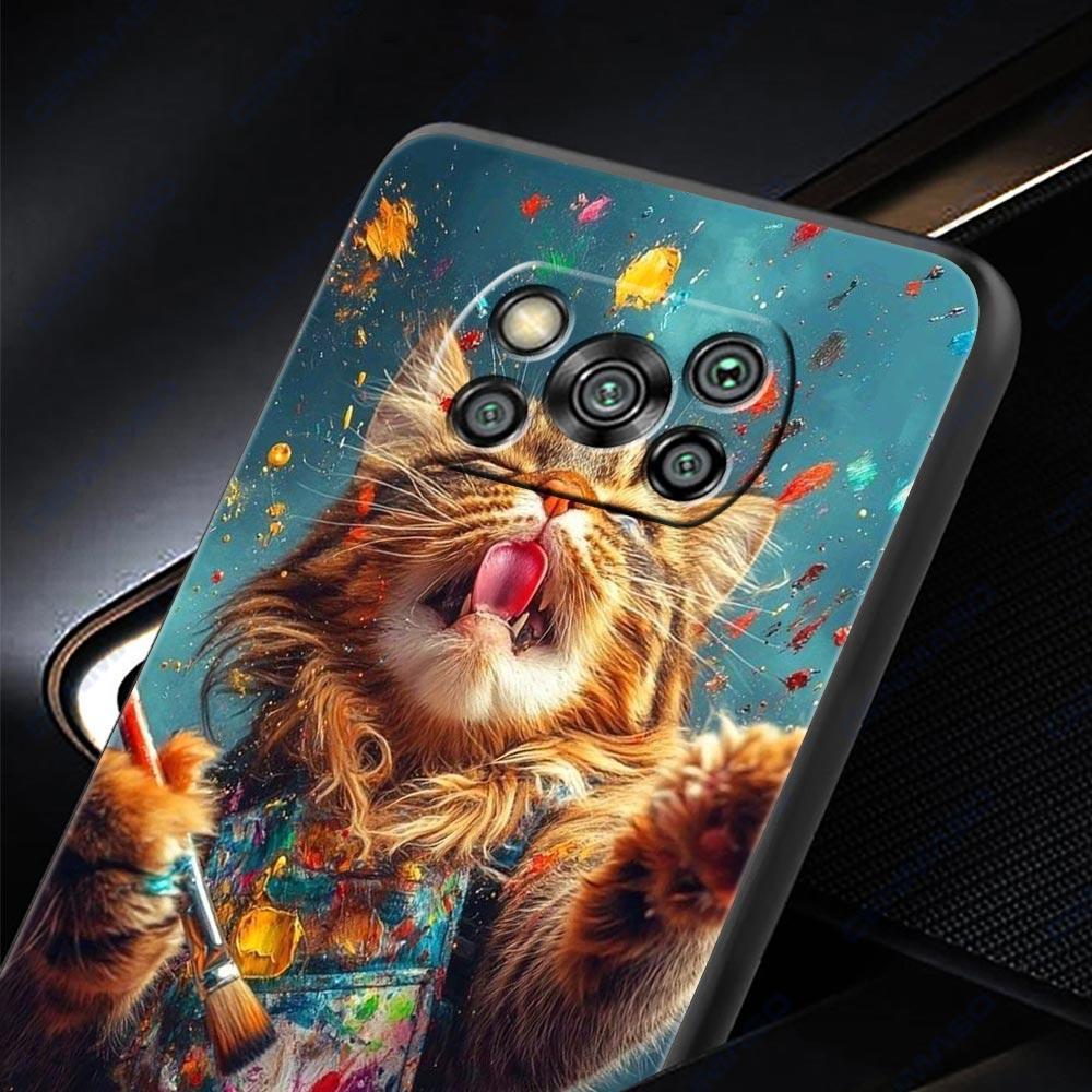 Cute Cat Phone Case Cover  for Xiaomi Poco F7 Ultra F6 F5 F4 F3 X6 X5 X4 X3 NFC C51 C55 M4 GT 5G Soft TPU Shell Fundas Capas Bag
