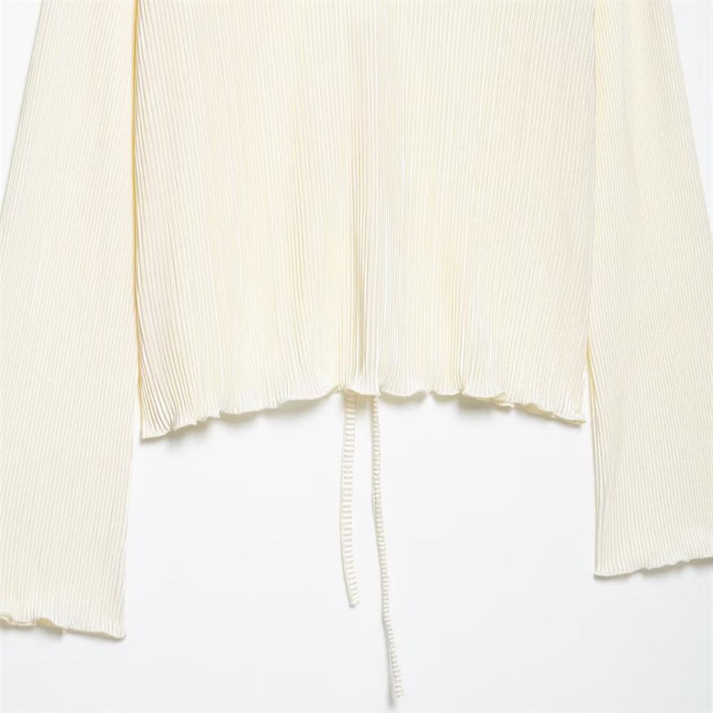 2025 Spring/Summer Women's Sexy Minimalist V-Neck Bell Sleeve Tie Cardigan