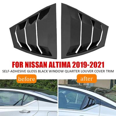 For Nissan Altima / Teana - Car Rear Louver Window Side Shutter Cover Trim Sticker Vent Scoop ABS Carbon Fiber Black