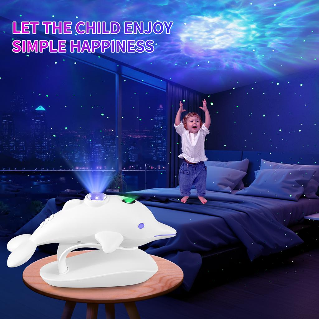 Dolphin Starry Sky Projection Light with Remote Control Starry Sky Atmosphere Lights Bedroom Party Decoration Children's Gift
