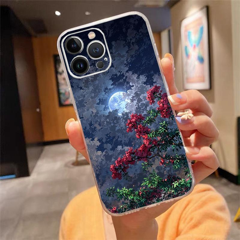 Clound Moon Star Night Phone Case Carcasa Funda For iPhone 17 Pro Max Air 16 15 14 13 Pro Max 15 16 Pro 15Plus Case
