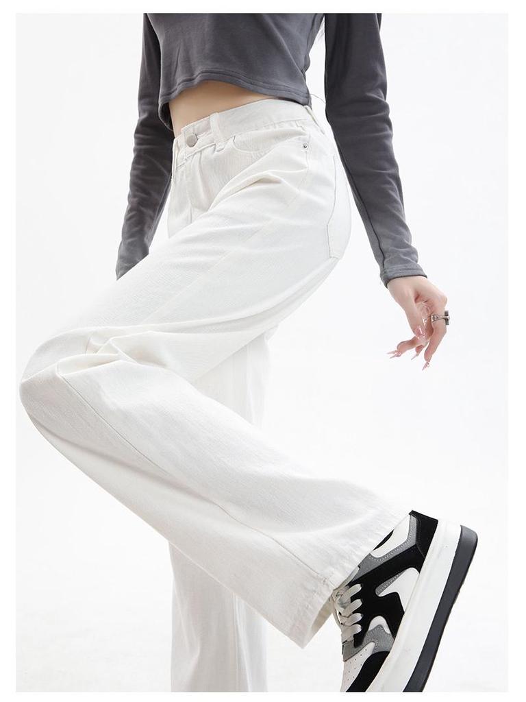 2025 Frühling High Waist Straight Wide-Leg Jeans für Damen - Petite Casual Lange Hosen