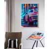 High Tech Super Car Poster Luxury Car LED Sports Races Neon Lit City Prints Canvas Painting Wall Picture Home Man's Room Decor