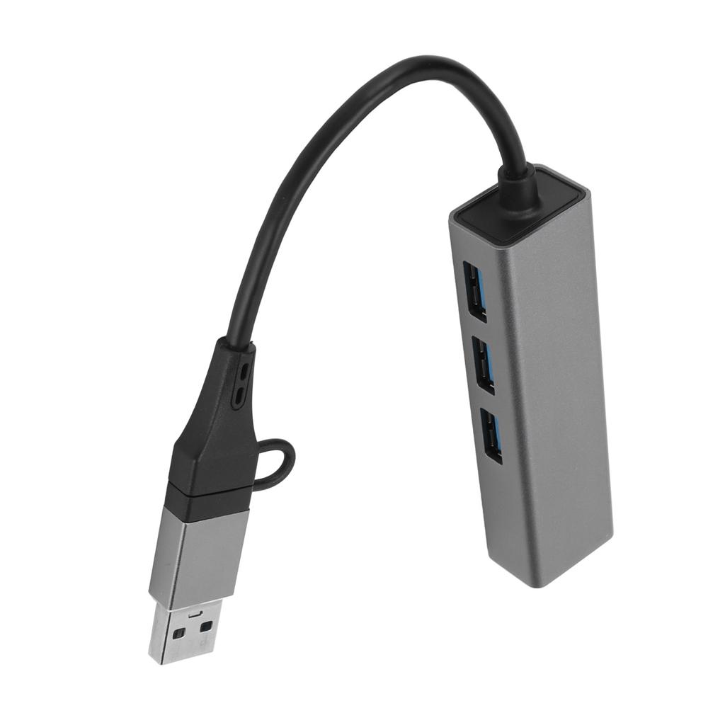 USB3.0 Hub 5Gbps Plug and Play 4 Port Aluminum Alloy USB C To RJ45 Adapter for Windows for Linux for OS X Silver Gray