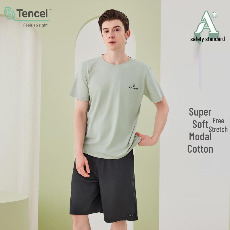 

Men s Lenzing Modal Cotton Summer Pajama Set - Short Sleeve & Shorts 2XL