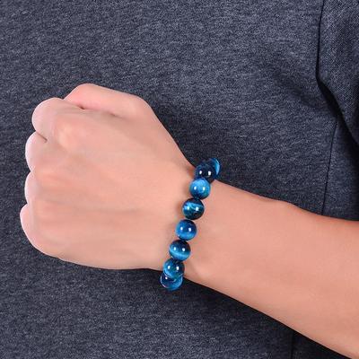 6/8/10mm Minimalistisch Blauw Tijgeroog Steen Kralen Armband Natuursteen Ronde Kralen Armband Voor Dagelijkse Decoratie
