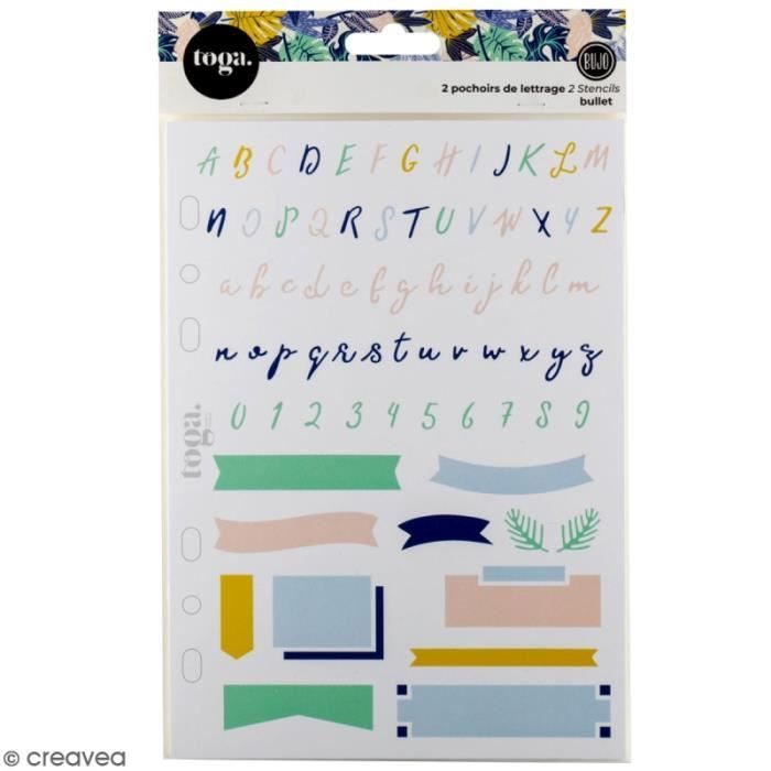 Pochoir - TOGA - Lettrage et Bannières - 2 Pcs - Plastique - Mixte - Adulte