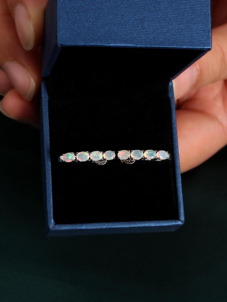 עגיל צמוד כסף סטרלינג 925 אבן חן טבעית אופל 8 יחידות חתך אופל ov 3*4 מ"מ תכשיטים עדינים לאישה מתנה