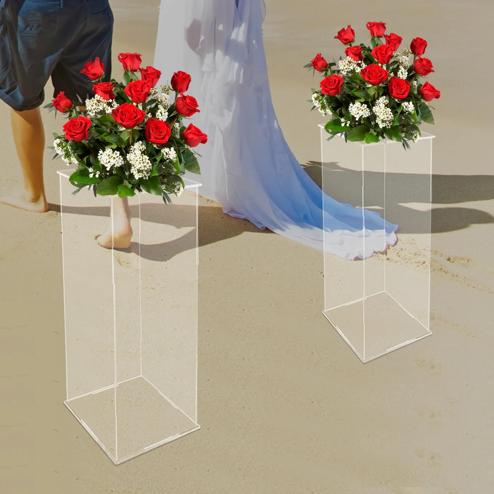 

2 шт. 31,5 акриловая подставка для цветов, свадебная прозрачная витрина, цветочная башня, для мероприятий на Т-сцене, приема, украшения для вечеринки, дома United States