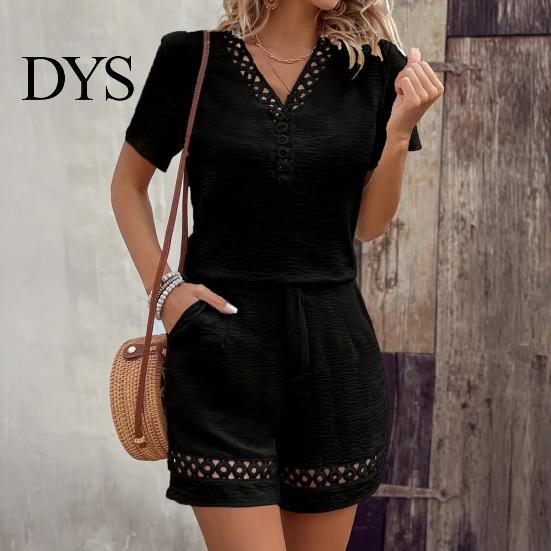 Women Summer Suit Top Shorts Two Piece Set V-Neck T-shirts Breathable Lounge Wear Solid Color Casual Short Sleeves Shirts Pants