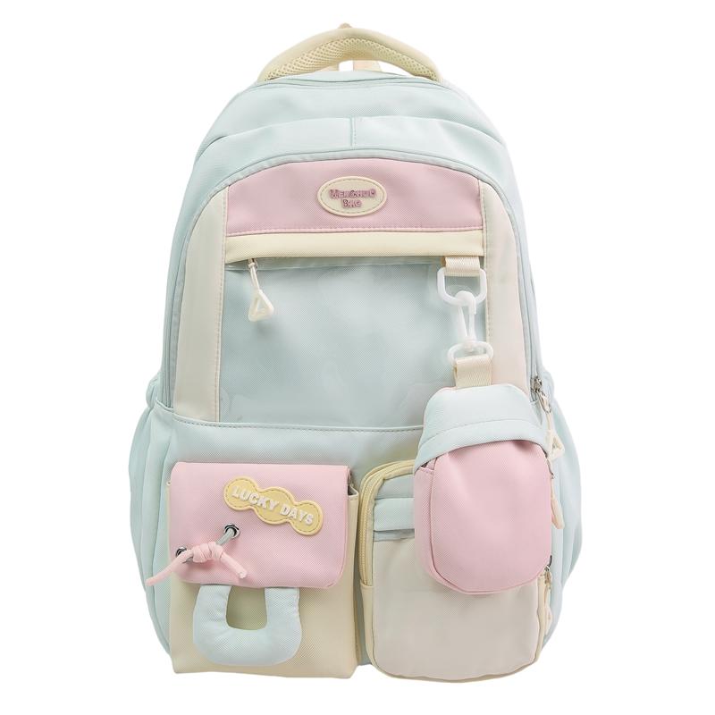 Color Block Junior High School Student Schoolbag Women's Large Capacity Travel Backpack Student Backpack