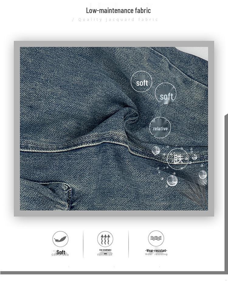 Girls' Retro Wide-Leg Cargo Jeans with Big Pockets - Distressed Loose Fit for Spring & Autumn