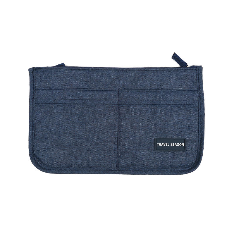 

Travel Toiletry Bag Durable Polyester Waterproof Large Capacity Cosmetic Bag Bag Organizer Double Zipper Insert Bag small Темно-синій