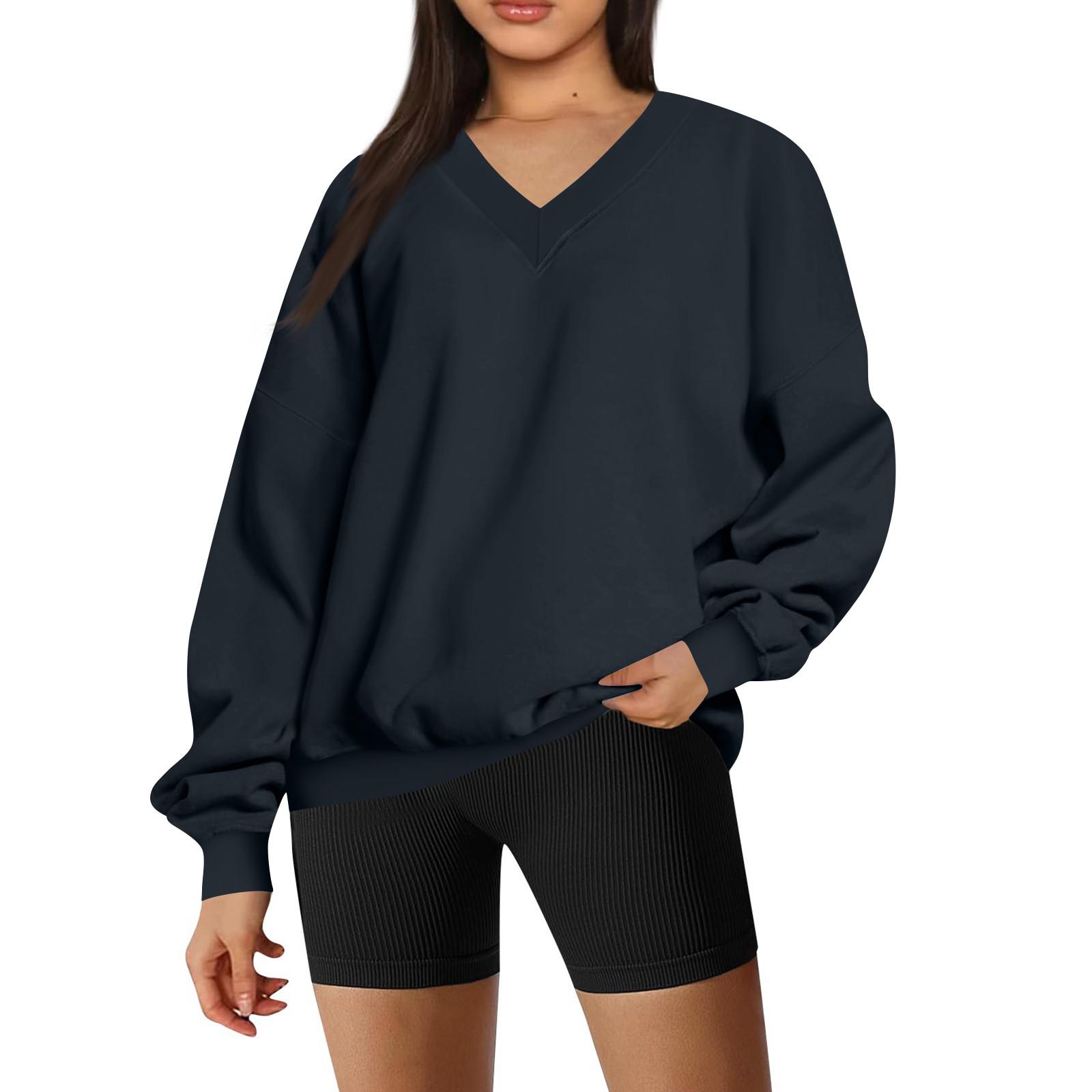 

Женские свободные толстовки повседневные удобные топы модные длинные рукава пуловеры толстовки XXL