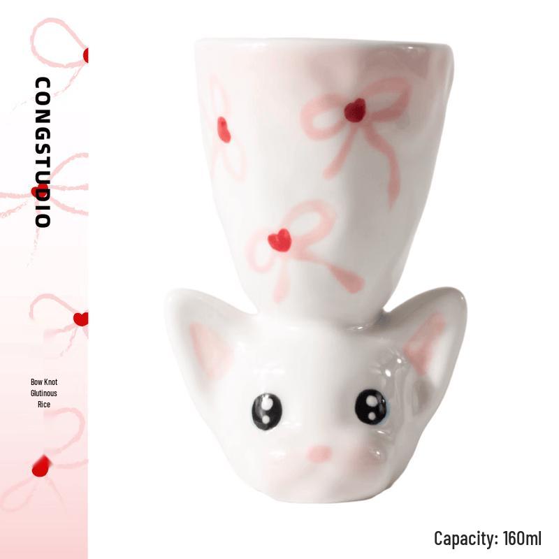 CONGSTUDIO Cute Cat Handmade Ceramic Mug