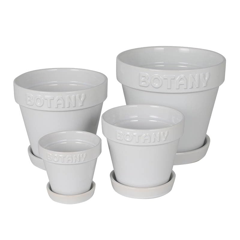 Dulton Botany Pot 5 White Embossed logo and earth colored flower pot BOTANY 5 Height Diameter 15cm No. 13.8cm G21-0395M/WT