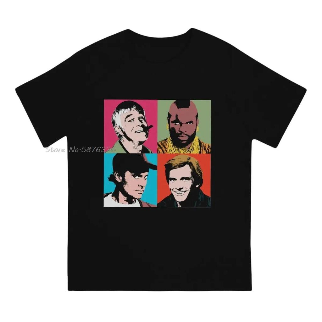 Le Nouveau T-shirt Mashup TV des années 80 ATeam Hanniba Col Rond T-shirt Basique Hauts Col Rond T-shirts Homme Mode Oversize T-shirt