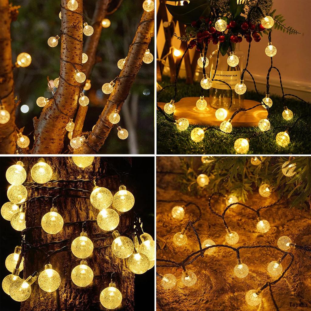 Topamz Solar LED String Lights, 50 LEDs, 7m, with Remote Control, 8 Modes & Timer Function, IP65 Waterproof, Automatic On/Off at Sunset/During the Day