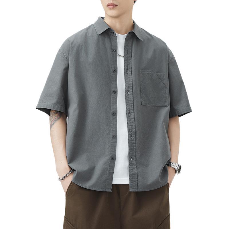

New Summer Pure Cotton Short-sleeved Shirt for Men s Japanese Simple Light Business Shirt American Style 4XL