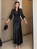 Women's Black Satin Fishtail Skirt - High Waist, Draped, with Slit - Spring/Summer 2026 Fashion