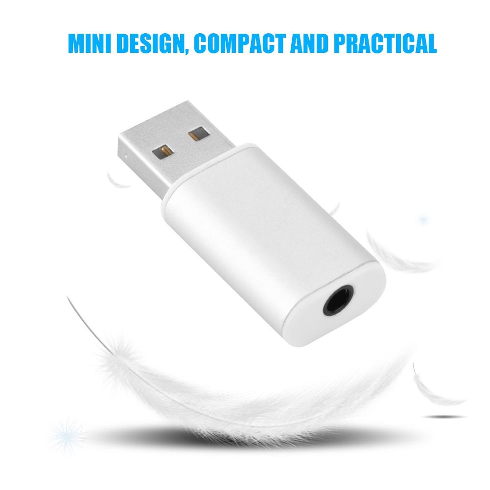 External USB 2.0 to 3.5mm Stereo Sound Card Mic Adapter Speaker (Black)