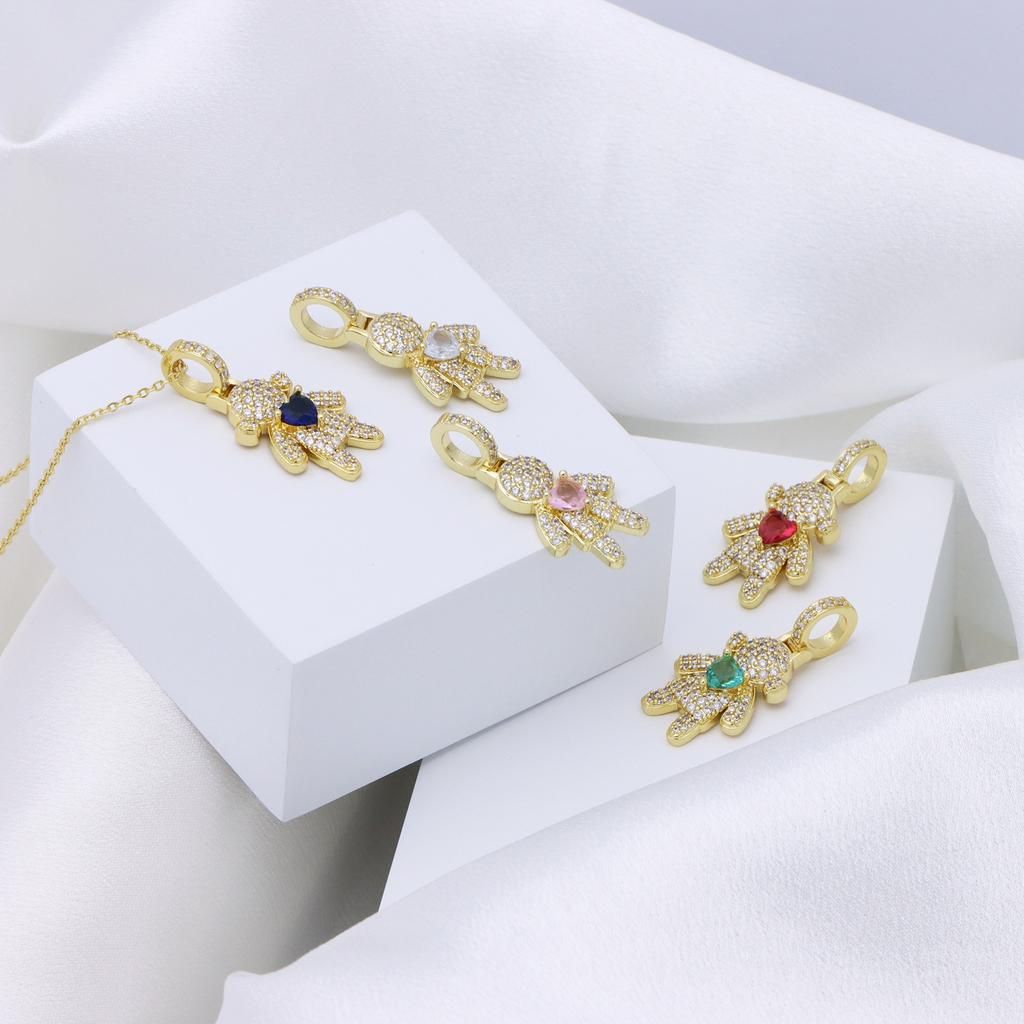 Boy Girl Love Peach Heart Copper Gold Plated Colorful Zircon Pendant Necklace Female Premium Sense Clavicle Chain