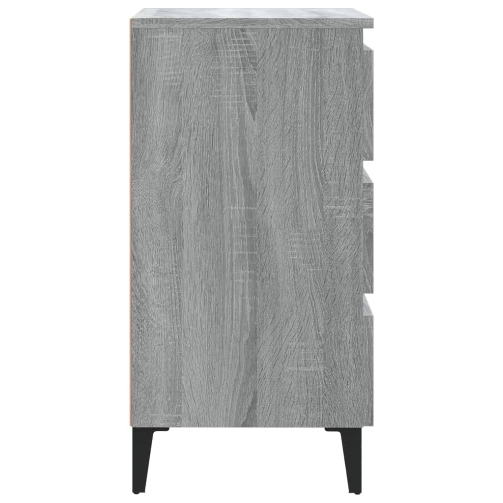 Nightstand with Metal Legs Grey Sonoma 40x35x69 cm