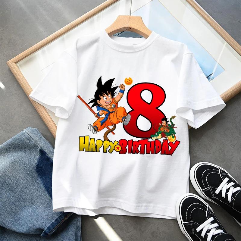 Dragon Ball Goku T-shirt Zomer Wit Kinderen Korte Mouwen Katoenen Kleding Cartoon Anime Kinderen Kawaii Schattig Cadeaus Ademend Zacht