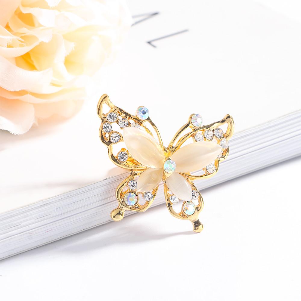 Bridal Crystal Fashion Jewelry Opal Stone Wedding Brooch Pin Butterfly Brooch Pin Rhinestone Women