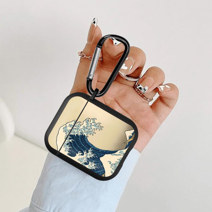 Cartoon Ocean Tsunami Case For Airpods 1 2 Pro2 4 Pro3 Pro 3 Earphone Cases Cover