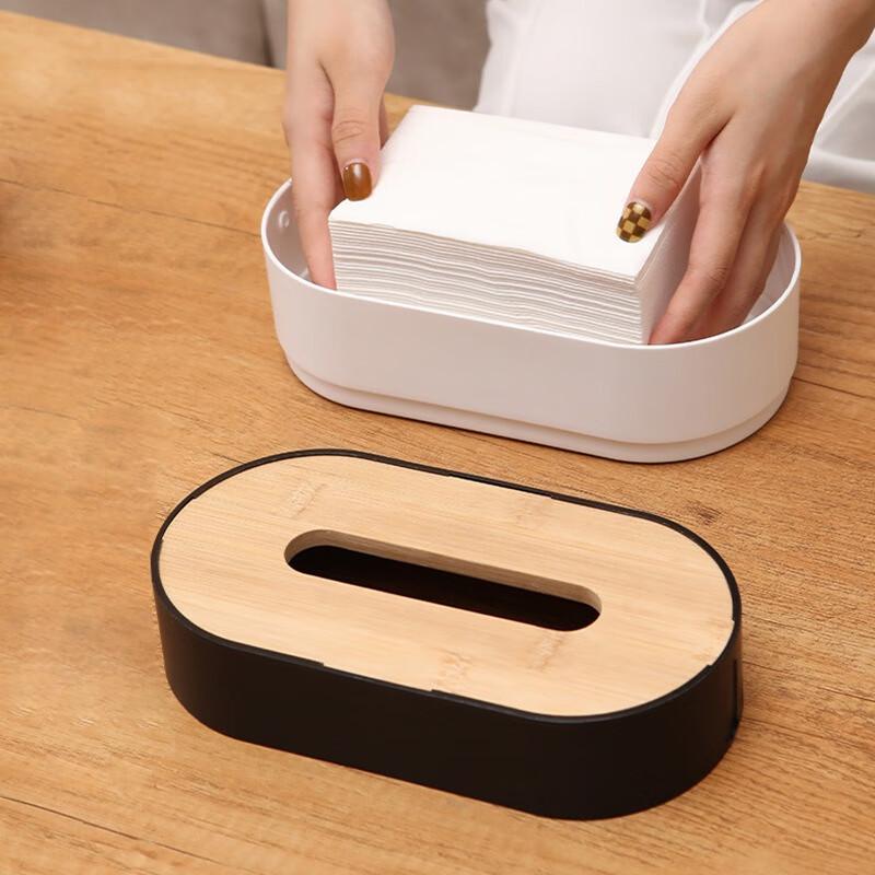 Automatic Lift Bamboo Tissue Box