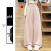 Women's Light Gray Wide-Leg Crooked Knife Sweatpants, Spring 2026, Slimming Straight Thickened Fashion Drape.