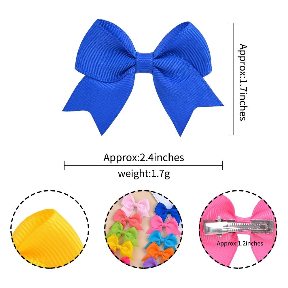 10PCS/Set 2.4Inches Solid Hair Bows With Hair Clips For Girls Headwear New Handmade Bowknot Barrettes Cute Kids Hair Accessories