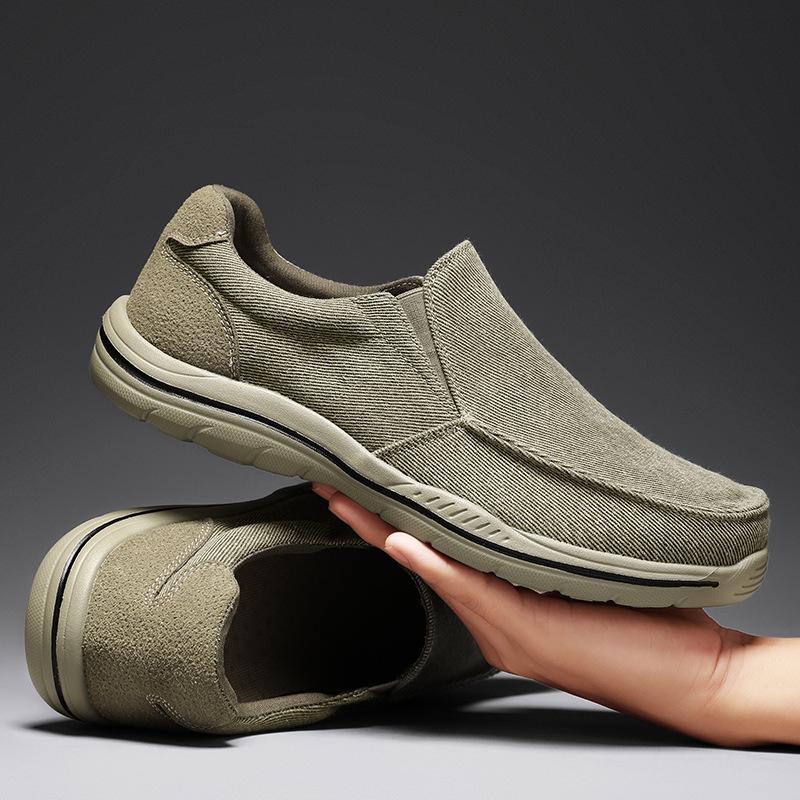 

[Factory Direct Sales] Large Size Canvas Shoes Men s Old Beijing Cloth Shoes One Pedal Thick-soled Men s Loafers 47 47 хакі