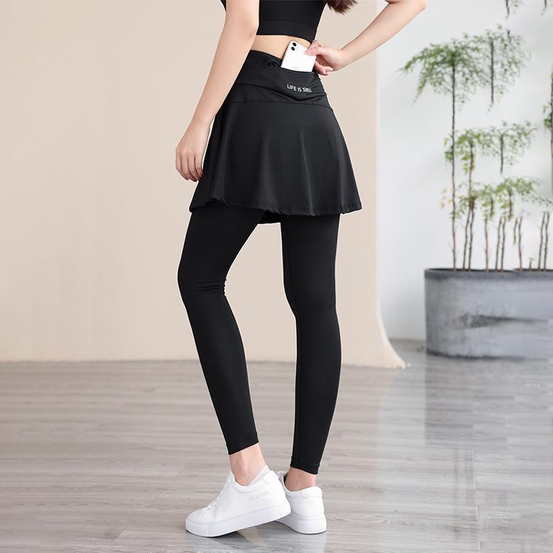 Women s Plus Size Yoga Fitness Faux Two-Piece Slimming Pants-Skirt Medium