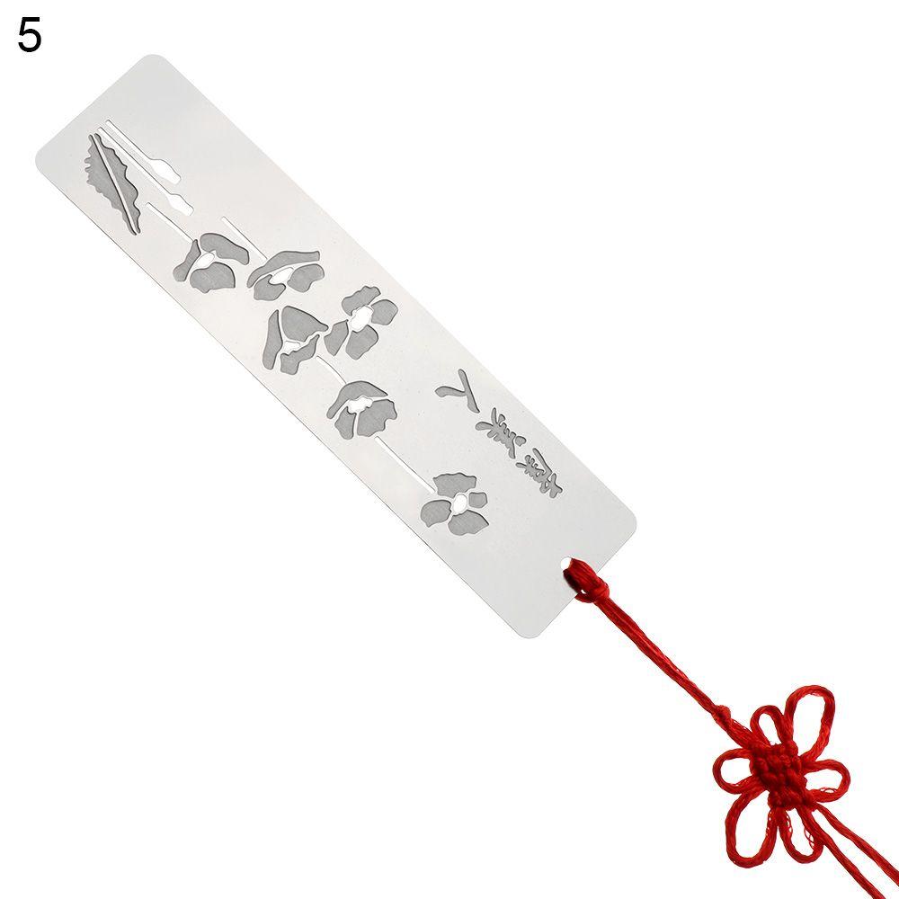 Metal Hollow Bookmarks Chinese Style Red Knot Creative Book Clip Stainless Steel Pagination Mark Calligraphy Painting Kids Gift
