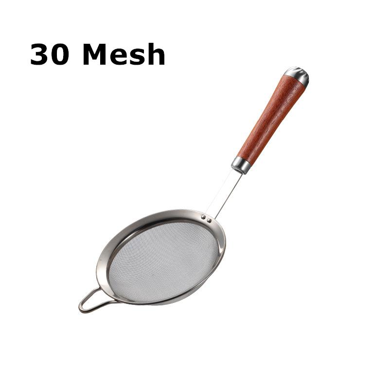 

Шумовка из нержавеющей стали для кухни с деревянной ручкой, небольшой дуршлаг, мелкоячеистый фильтр для масла, ложка, многофункциональное сито для сока и муки 18cm