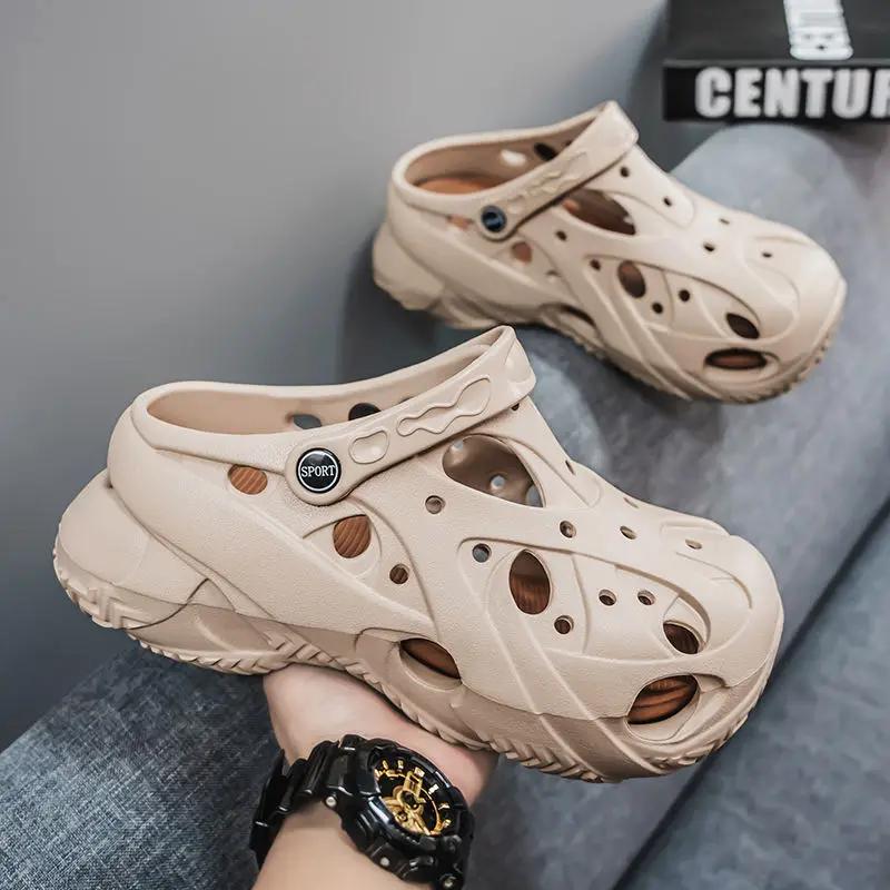 Fashion Height Men's Shoe Hole Platform Beach Slides Designer Luxury Mascullino Original Clappers 2025 Pvc Summer Sale Y2k Male Slipper
