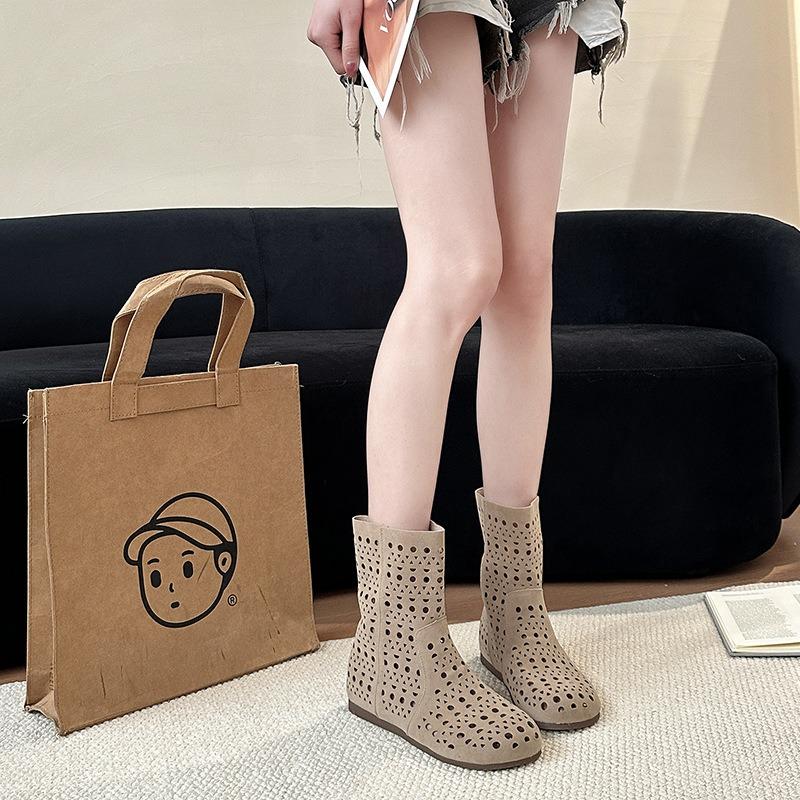 Versatile Boots Women's Shoes Single Shoes New Perforated Breathable Cool Boots and Short Boots