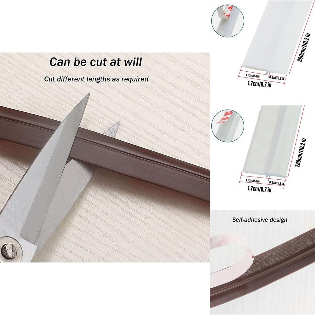 Wardrobe Dustproof Strip For Doors 2.8m Self-adhesive Pvc Material Double-door Tight Seal Moisture-proof Insect-proof