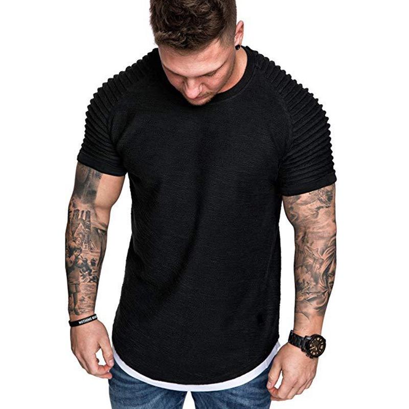 

Men Solid Color Slim Fit O Neck Short Sleeve Muscle Tee Shirt Casual Tops Shirts XL чёрный