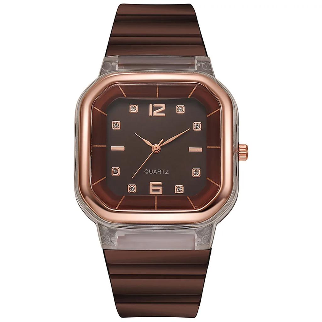 Forest style minimalist watch square women's watch student style children's watch silicone diamond trendy fashion