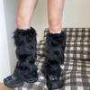 Soft Faux Furs Leg Sleeves Winter Leg Warmers Elastic Thermal Protective Boot Covers Footless Socks For Women Hosiery