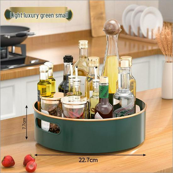 Rotating Kitchen Seasoning Rack with Multi-functional Storage Boxes, Light Luxury Design