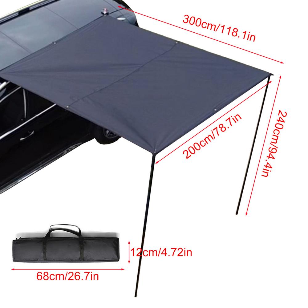 Vehicle Awning Sun Shade Coverage PU3000mm UV50 Weatherproof Car Side Awning For SUV Camping Overlanding Hardware Included
