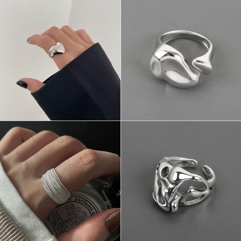 Two Hands Than Heart Rings Punk Gothic Hip Hop Band Jewelry Charm Gift Statement Promise Anniversary Ring for Women Men