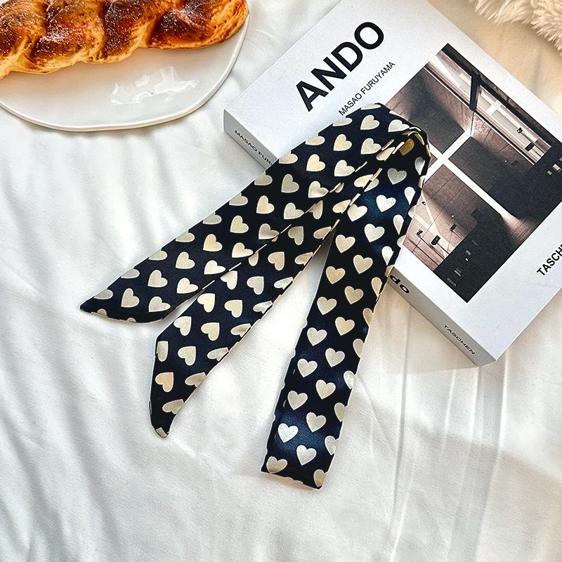 Langer Seidenschal, hochwertiger Halsschal, neuer multifunktionaler Seidenschal, Taschenumwicklung, Kopftuch, Stirnband, Haargummi.